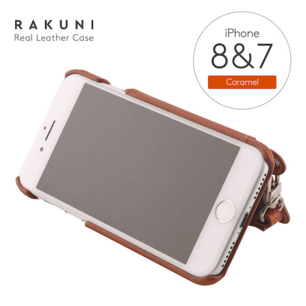 RAKUNI（ラクニ）iPhone7、iPhone8、iPhoneケース、iPhoneカバー、キャラメルブラウン（オレンジ茶