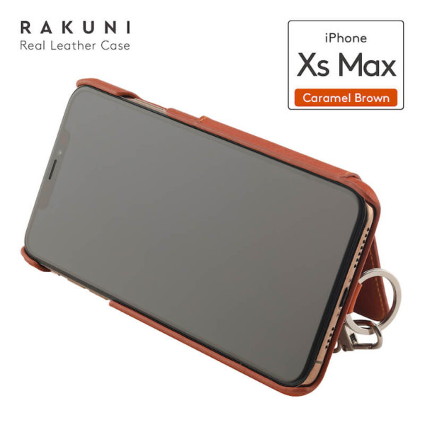 ラクニ（RAKUNI）iPhone XS Max 背面手帳ケース キャラメルブラウン（Caramel Brown）