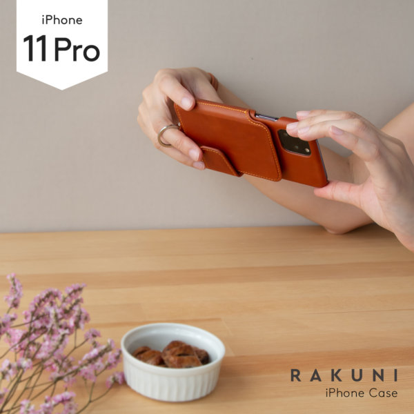 RAKUNI iPhone11Pro用 iPhoneケース ブラック（黒） 財布、背面手帳型、背面フリップ、背面ポケット、便利
